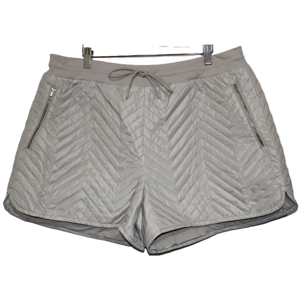 Womens Athleta Après Ski Short Cream Quilted Athletic Shorts Activewear Size 16